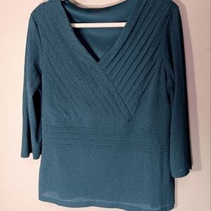 Coldwater Creek teal pullover top sz L
